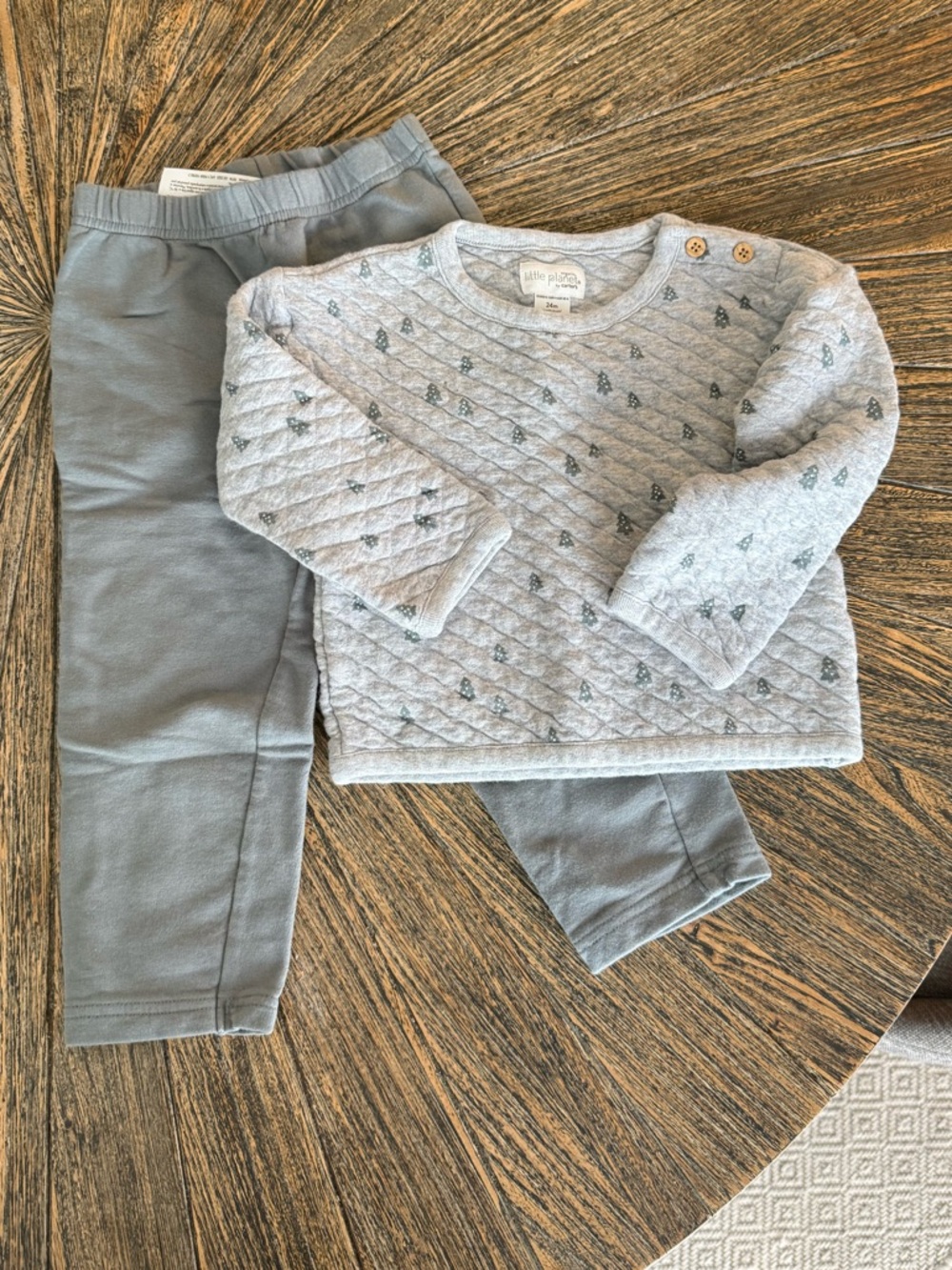 Little Planet Gray Christmas Tree Quilted Set (24 months)